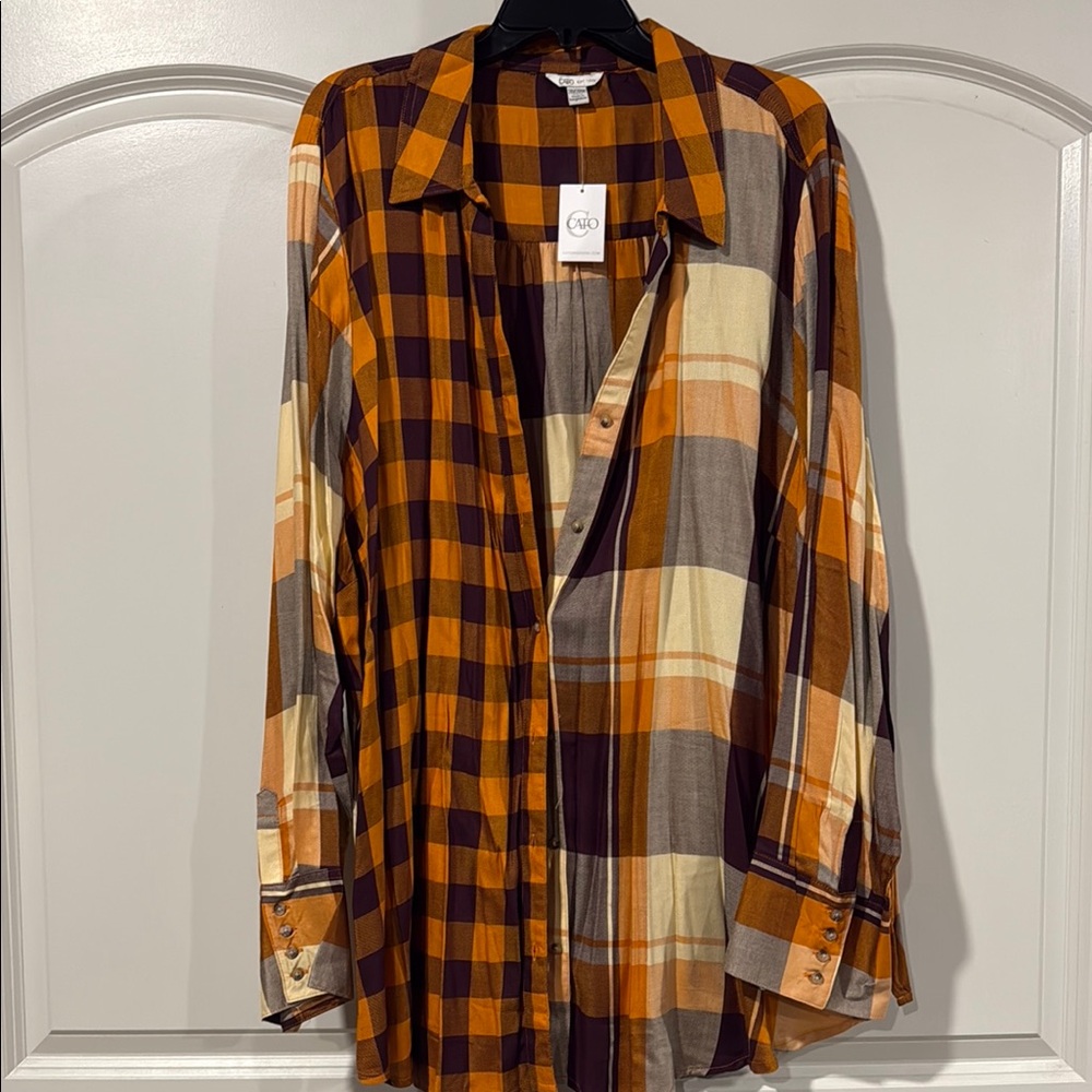 Plaid Button-Up Shirt - Multicolor